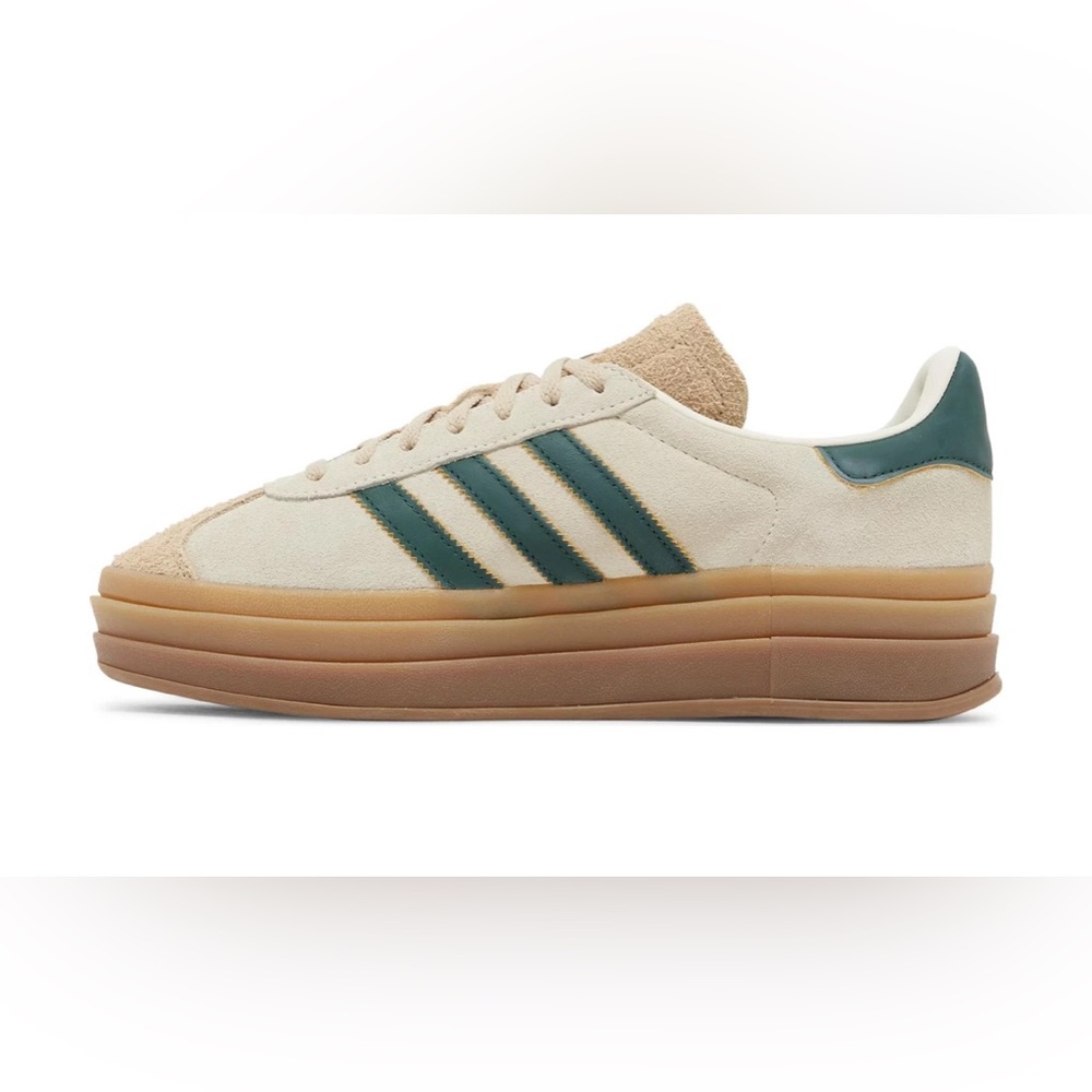 adidas Women’s Cream and Dark Green Platform Sneakers